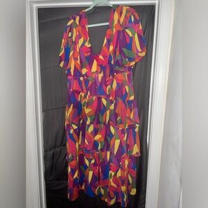 Ashley Stewart Multicolor Abstract Midi Dress
